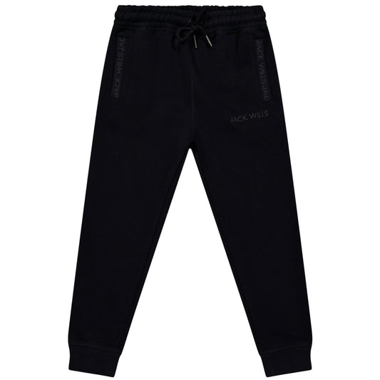 Black - Front - Jack Wills Childrens-Kids Jacquard Slim Joggers