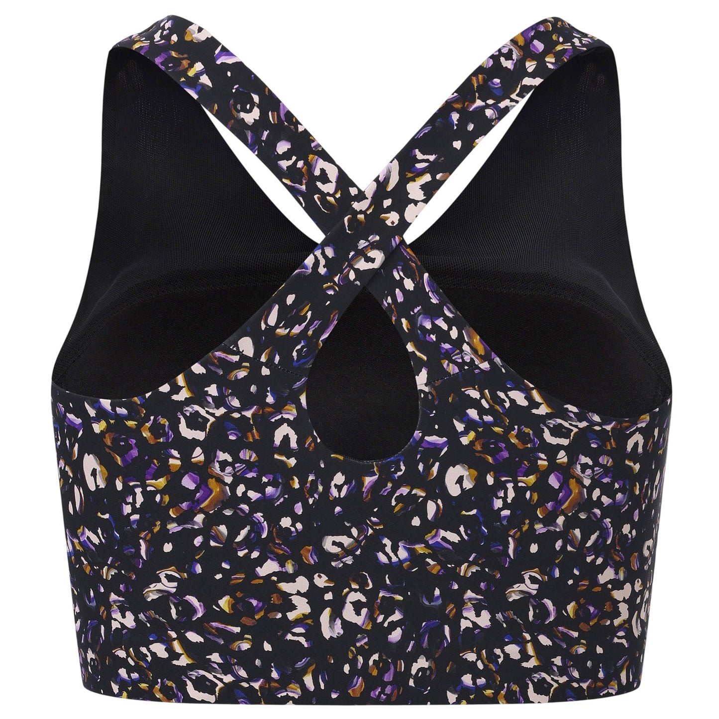 Black - Back - Biba Womens-Ladies Move Leopard Print V Neck Sports Bra