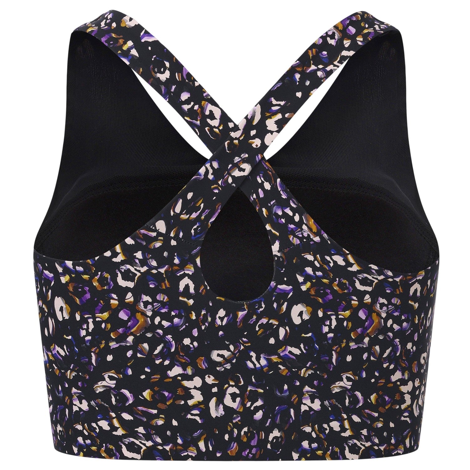 Black - Back - Biba Womens-Ladies Move Leopard Print V Neck Sports Bra