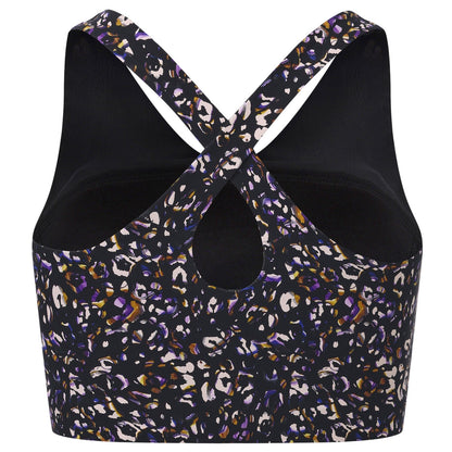 Black - Back - Biba Womens-Ladies Move Leopard Print V Neck Sports Bra