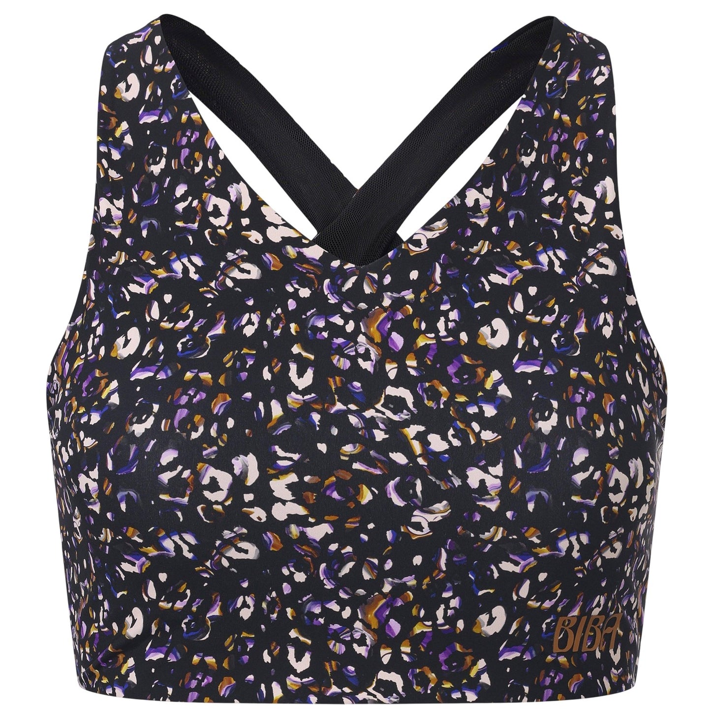 Black - Front - Biba Womens-Ladies Move Leopard Print V Neck Sports Bra
