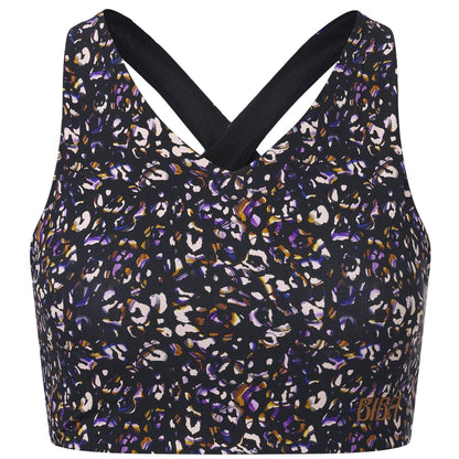 Black - Front - Biba Womens-Ladies Move Leopard Print V Neck Sports Bra