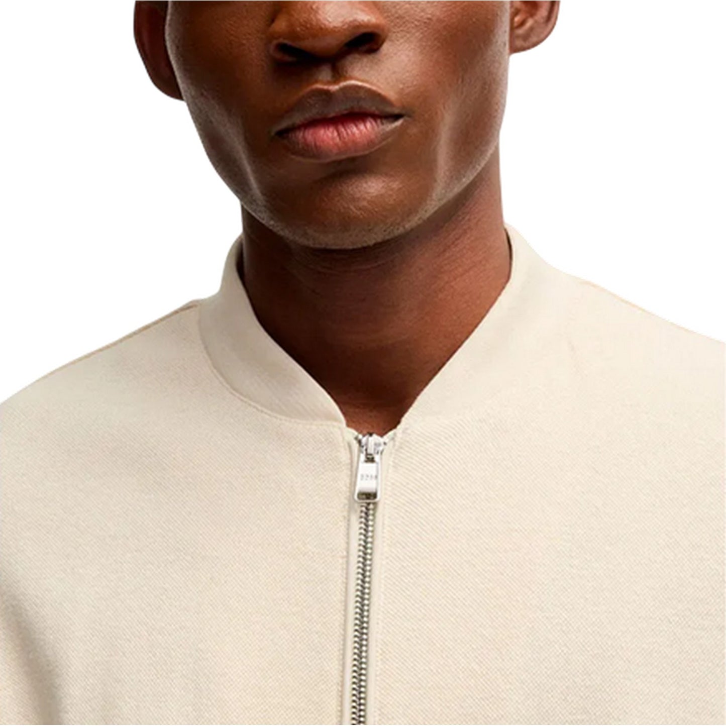 White - Side - Boss Mens Solid Front Pocket Bomber Jacket