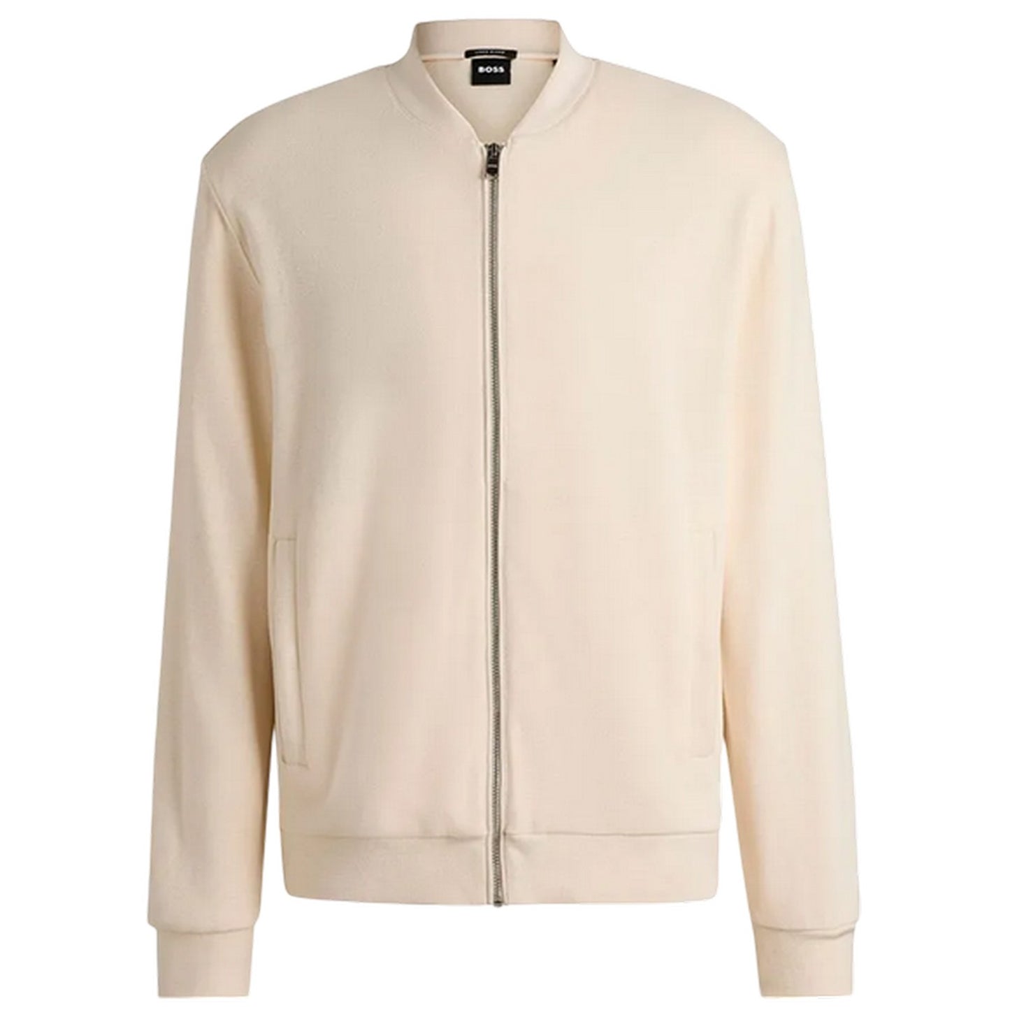 White - Front - Boss Mens Solid Front Pocket Bomber Jacket