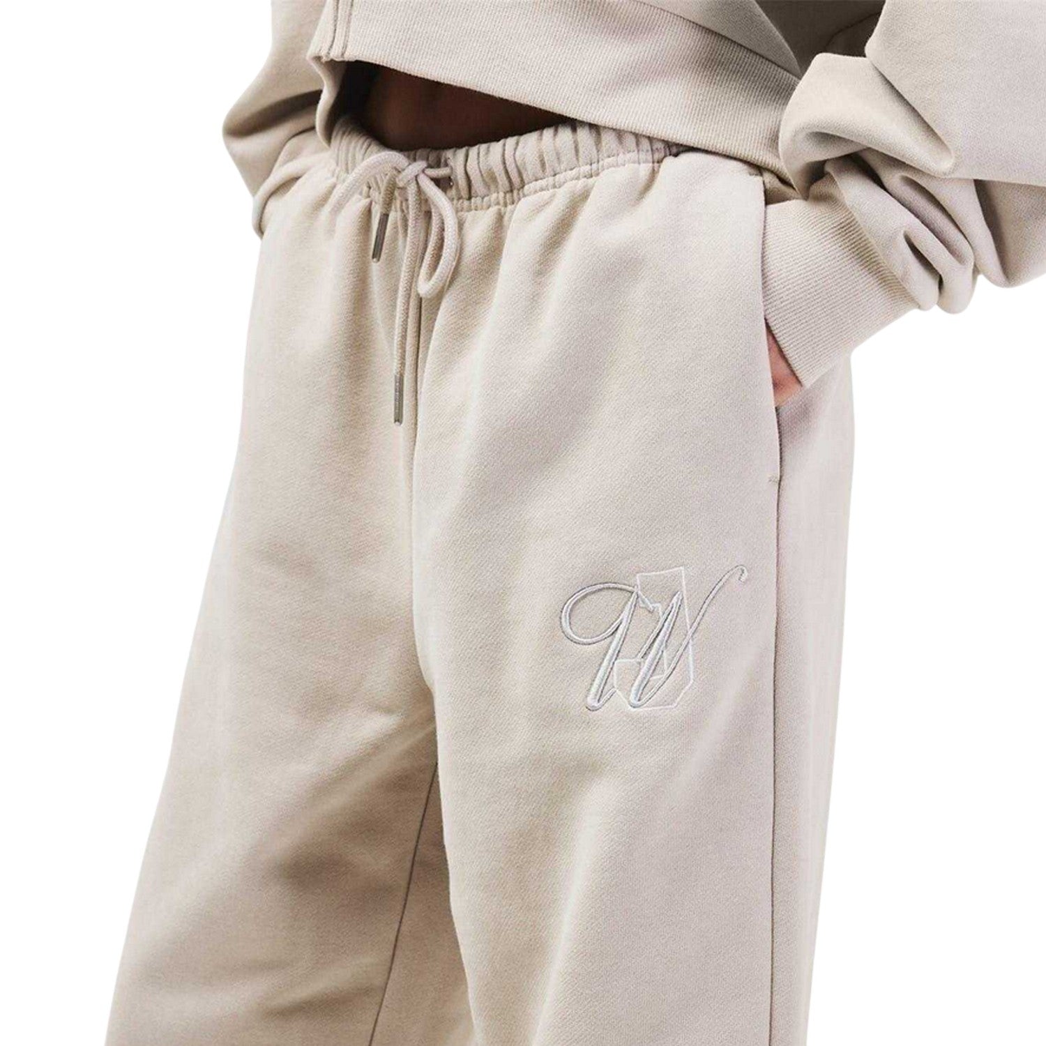 Stone - Side - Jack Wills Womens-Ladies Fleece Emblem Joggers