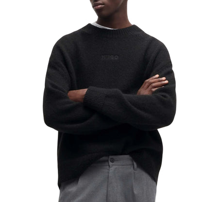 Black - Lifestyle - Hugo Mens Seese Logo Oversized Sweatshirt