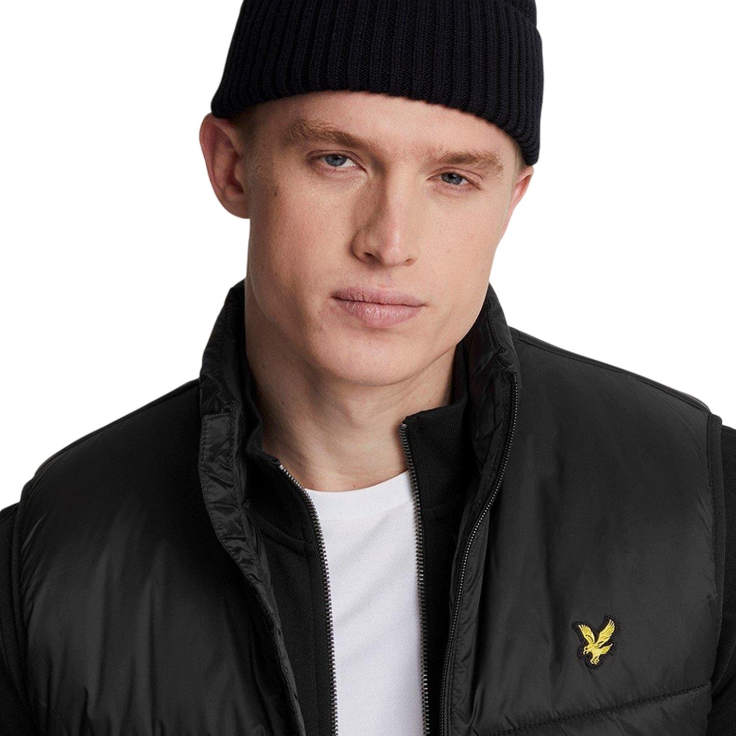 Jet Black - Side - Lyle & Scott Mens Logo Insulated Quilted Gilet