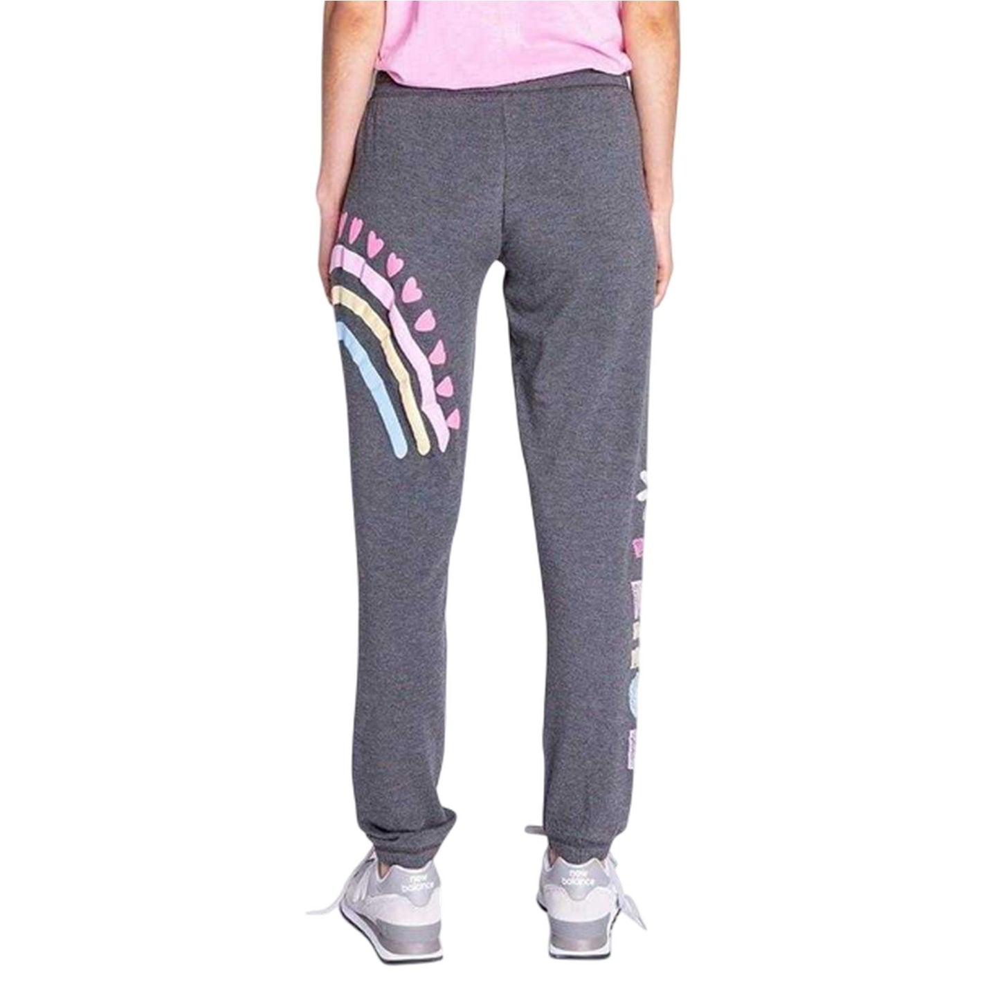 Anthrazit - Back - PJ Salvage Womens-Ladies Rainbow Heart Jogging Bottoms