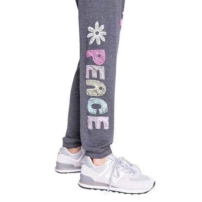 Anthrazit - Side - PJ Salvage Womens-Ladies Rainbow Heart Jogging Bottoms