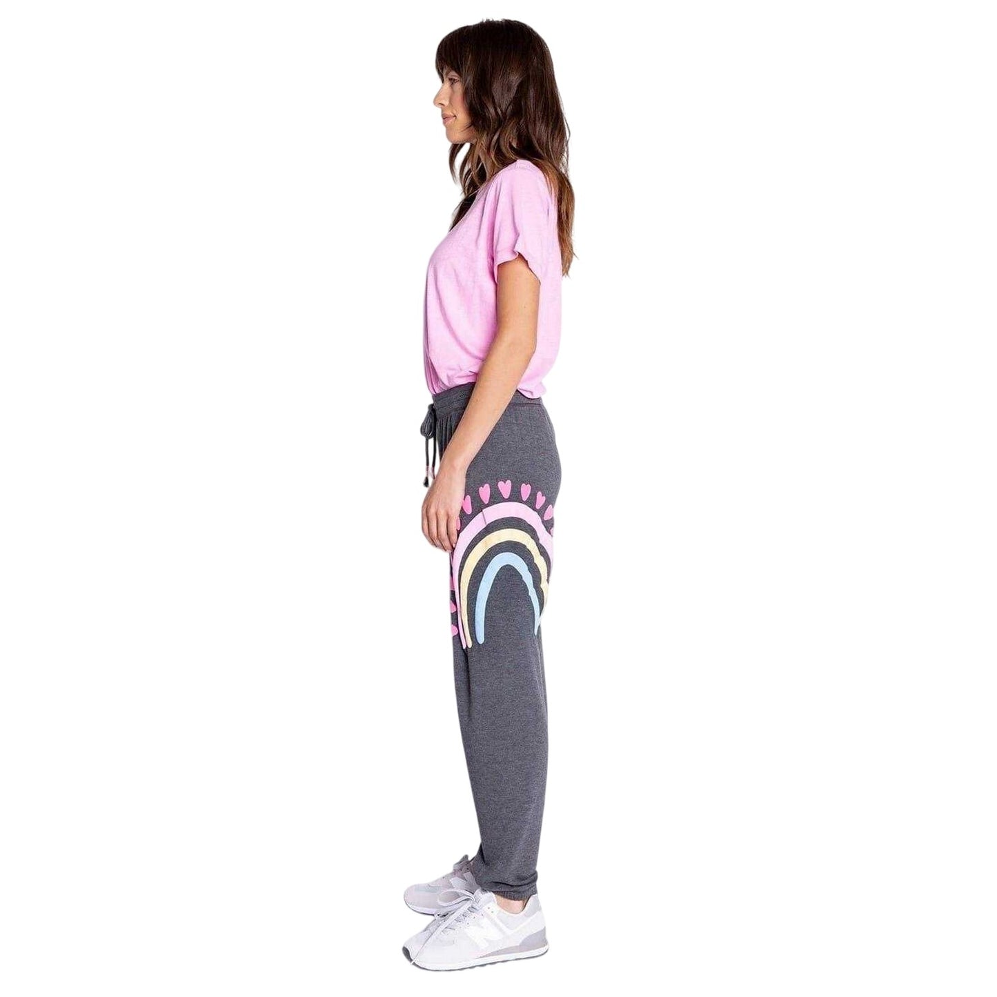 Anthrazit - Lifestyle - PJ Salvage Womens-Ladies Rainbow Heart Jogging Bottoms