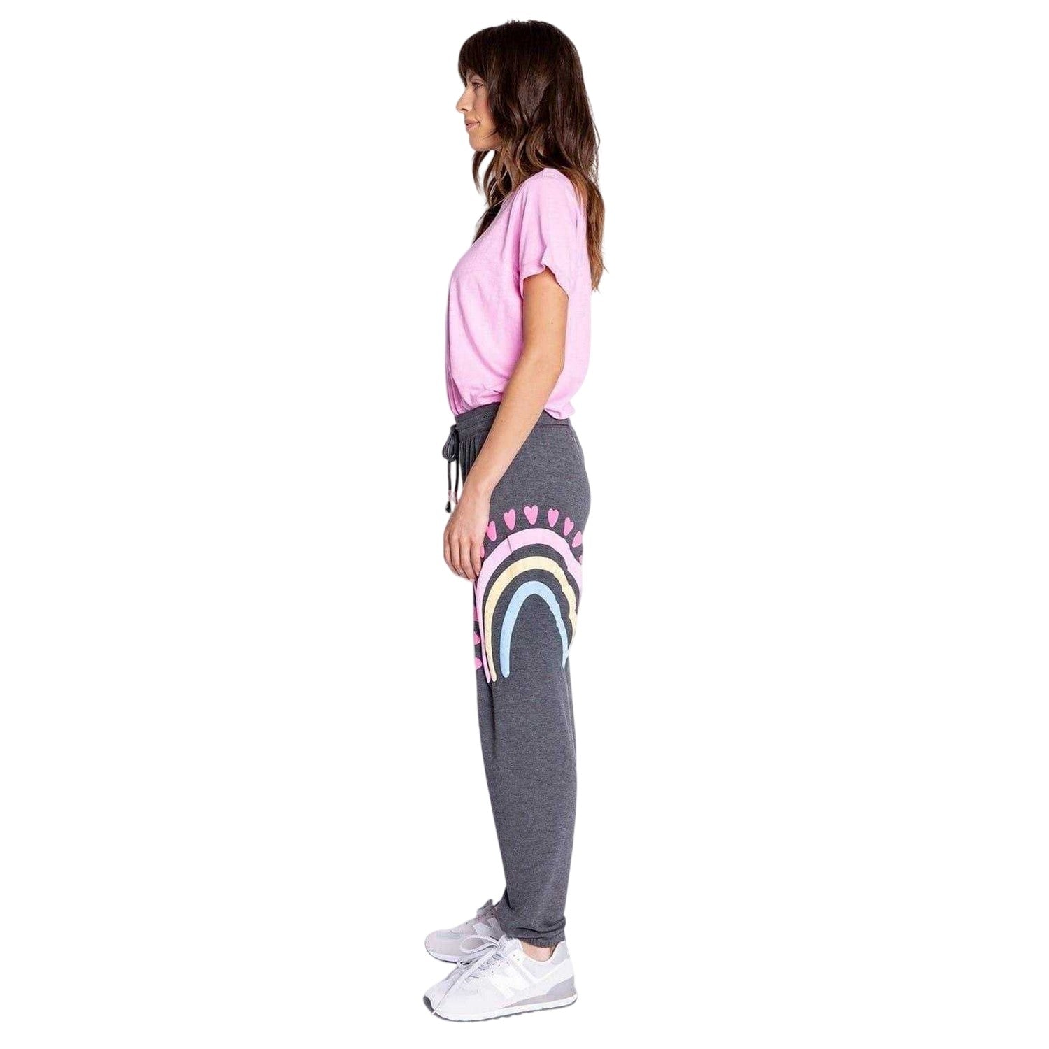 Anthrazit - Lifestyle - PJ Salvage Womens-Ladies Rainbow Heart Jogging Bottoms