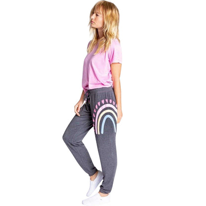 Anthrazit - Pack Shot - PJ Salvage Womens-Ladies Rainbow Heart Jogging Bottoms