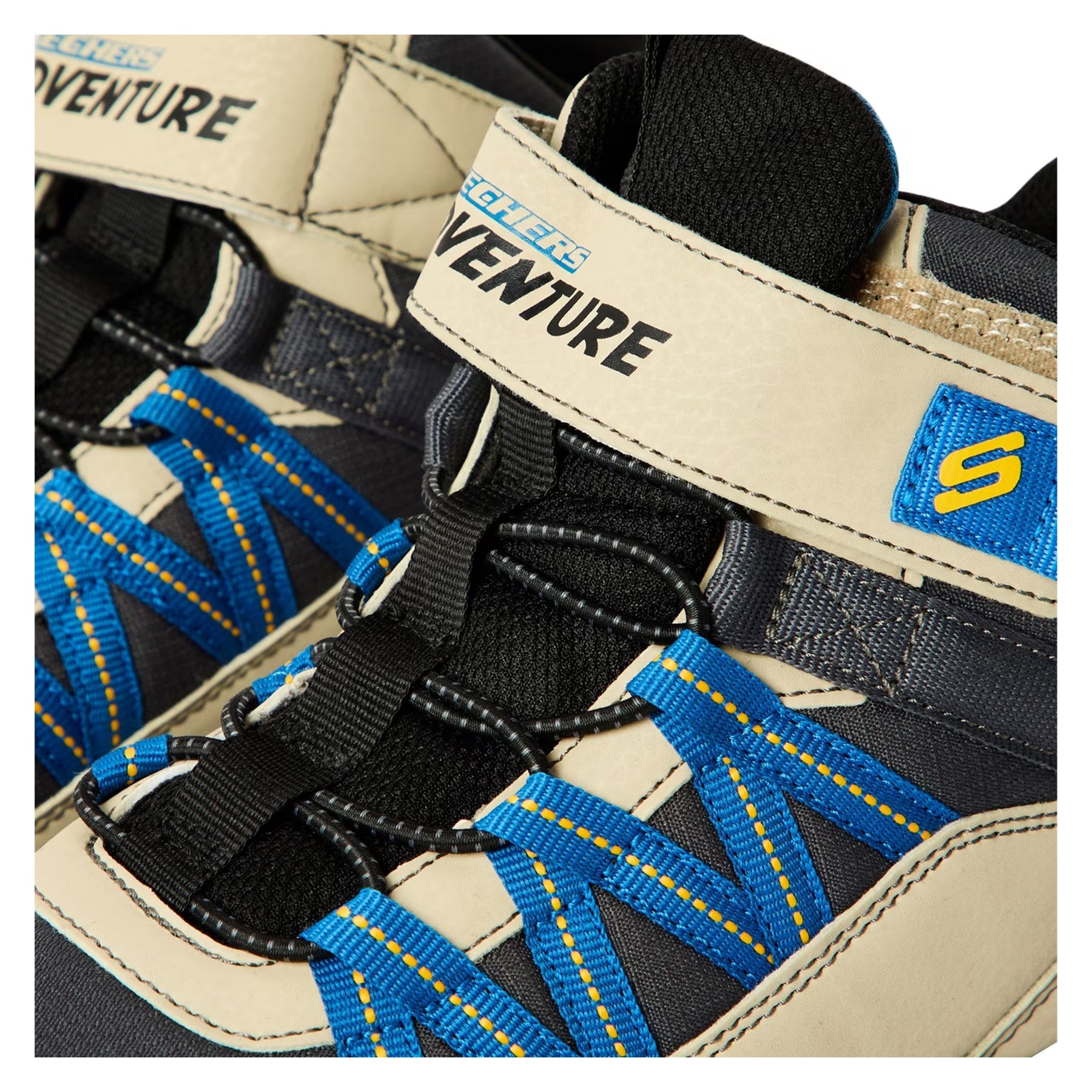 Taupe-Blue - Side - Skechers Childrens-Kids Air Adventure Hiking Boots