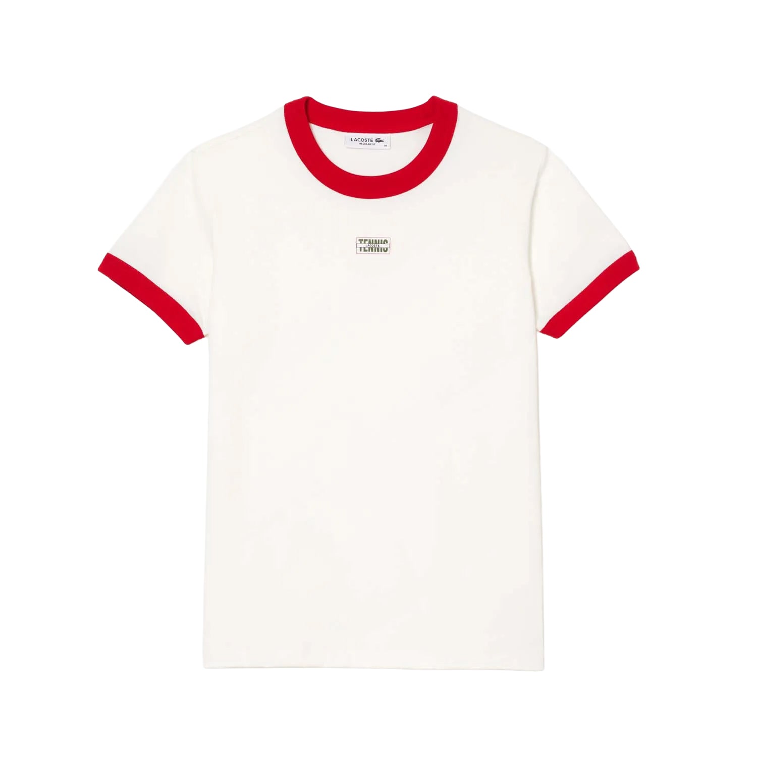White-Red - Front - Lacoste Womens-Ladies Cotton Slim Tennis T-Shirt