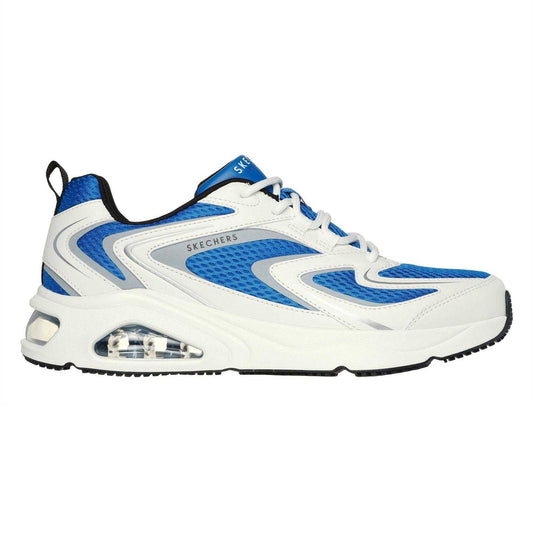 White-Blue - Front - Skechers Mens Overlay Trainers