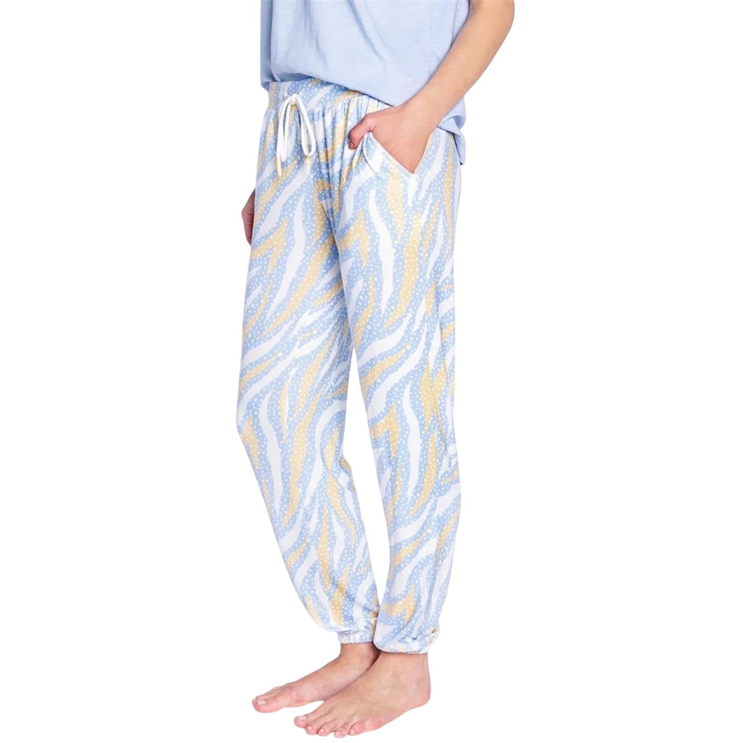 Light Blue - Lifestyle - PJ Salvage Womens-Ladies Tiger Print Joggers