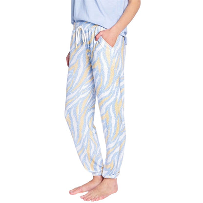 Light Blue - Lifestyle - PJ Salvage Womens-Ladies Tiger Print Joggers