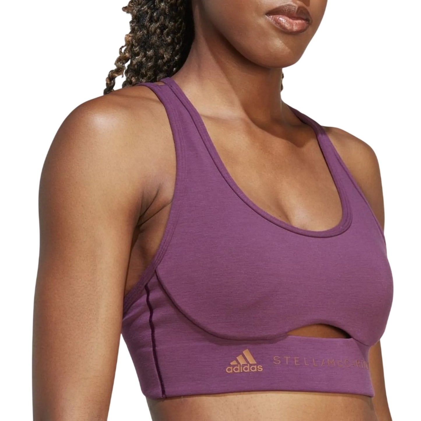 Red - Side - Adidas Womens-Ladies Stella McCartney TrueStrength Cut Out Medium Impact Sports Bra