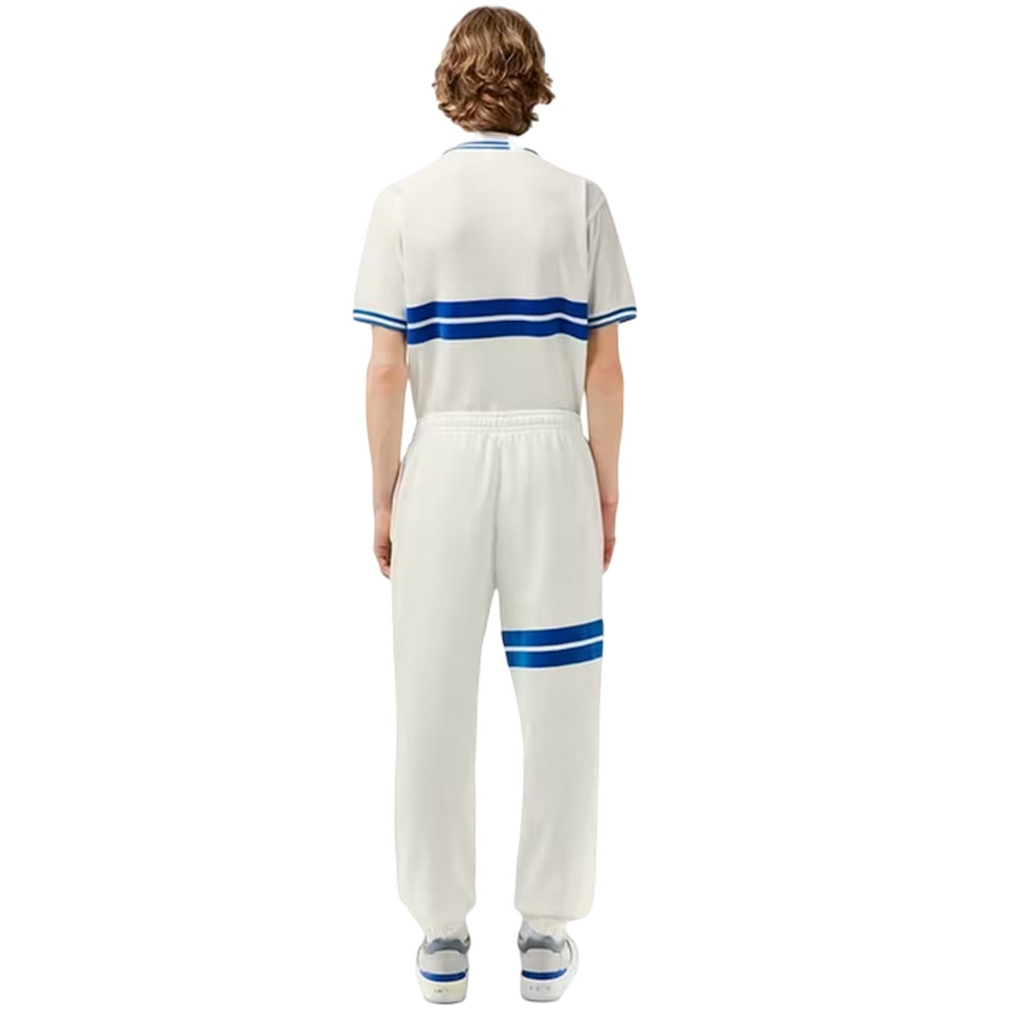 Cream - Back - Lacoste Mens Flocked Straight Cut Sweatpants
