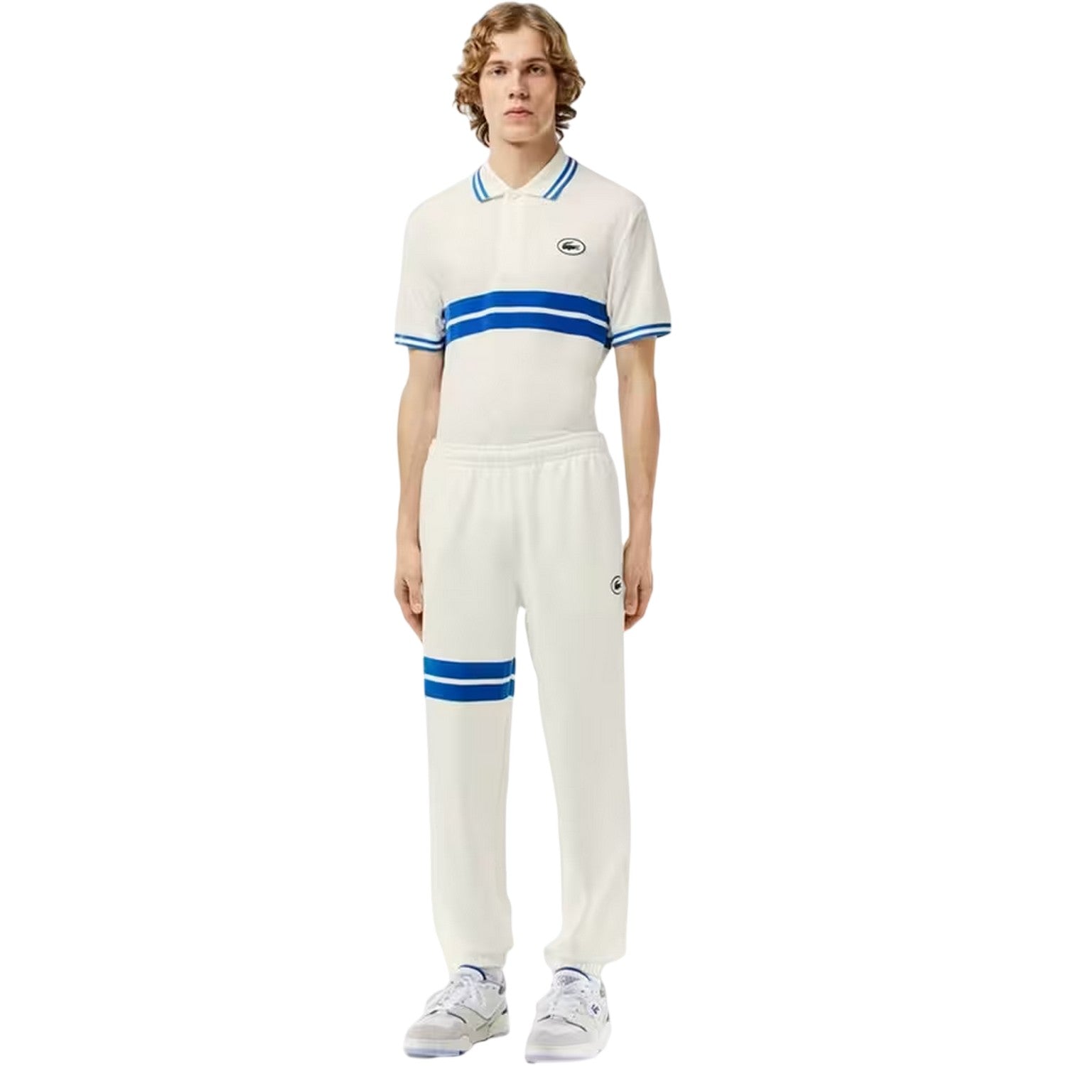 Cream - Pack Shot - Lacoste Mens Flocked Straight Cut Sweatpants
