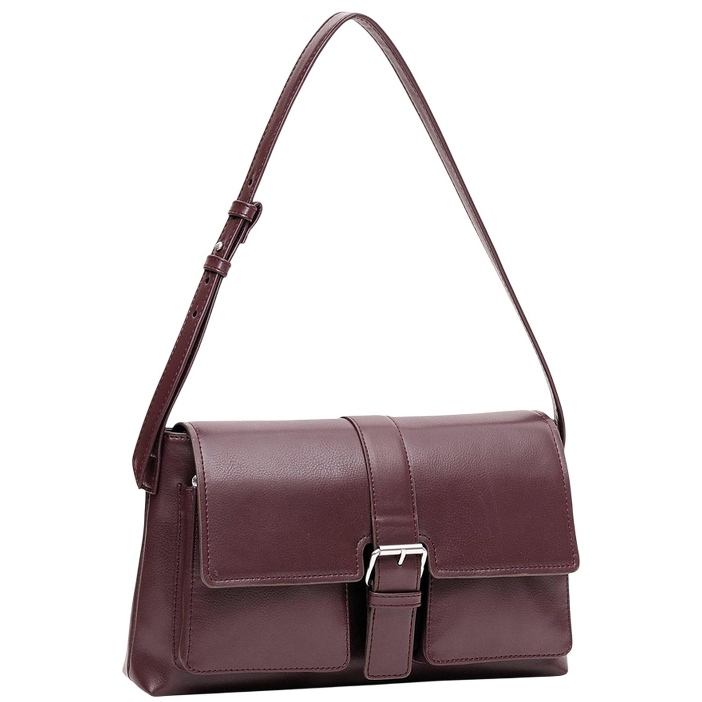Bordeaux - Side - Firetrap Buckle Shoulder Bag