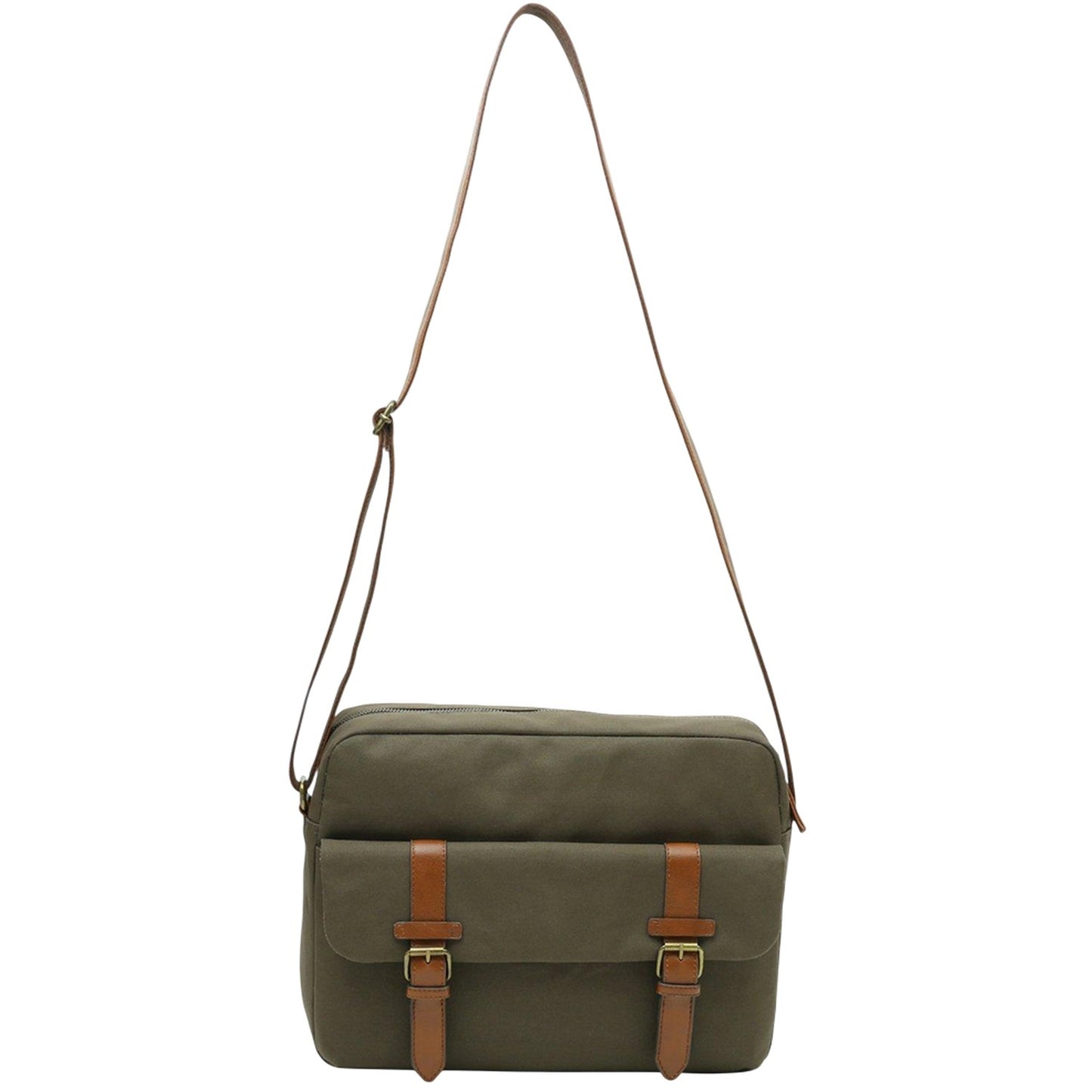 Khaki Green - Front - Firetrap Waxed Canvas Messenger Bag