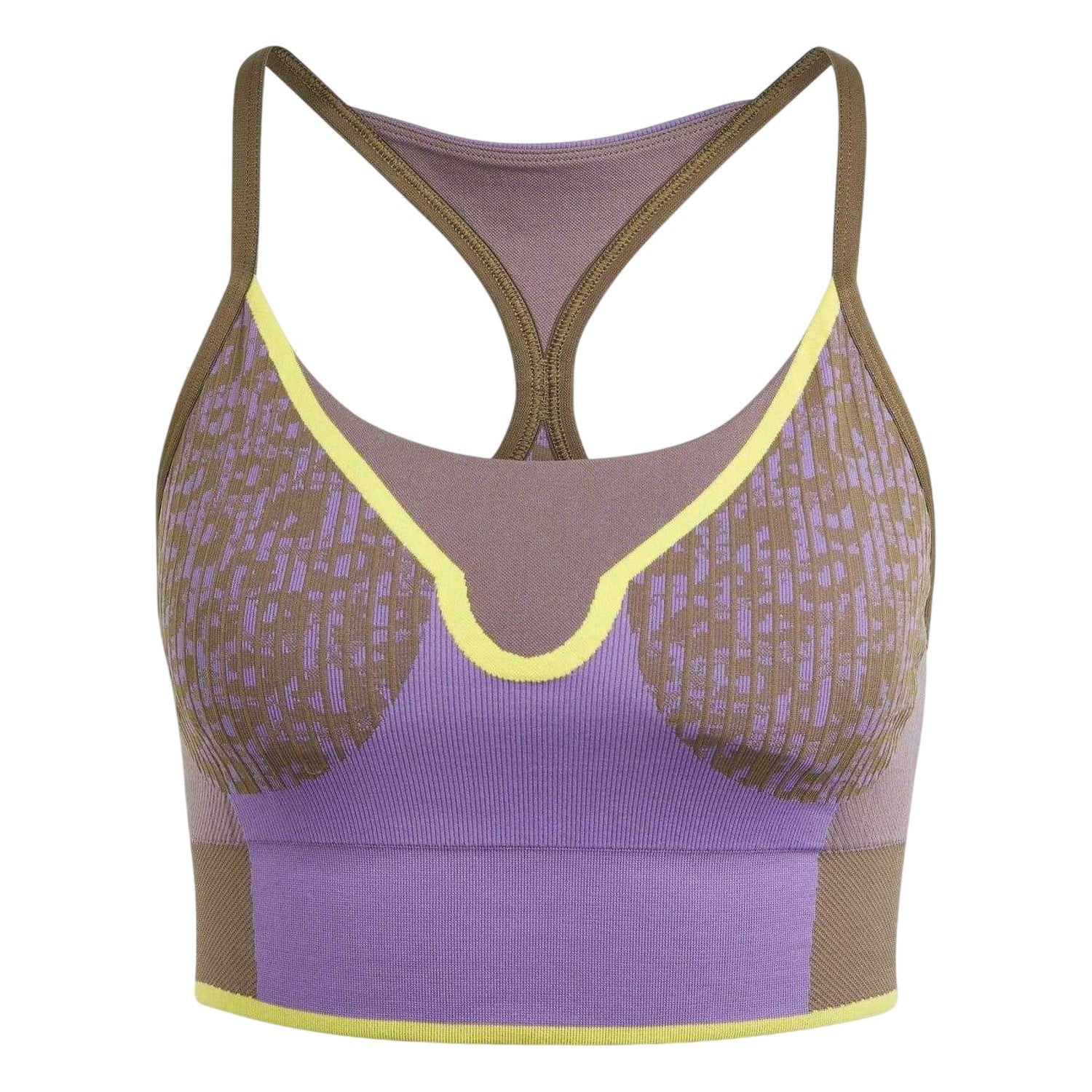 Olive - Front - Adidas Womens-Ladies Stella McCartney TrueStrength Leopard Print Medium Support Sports Bra