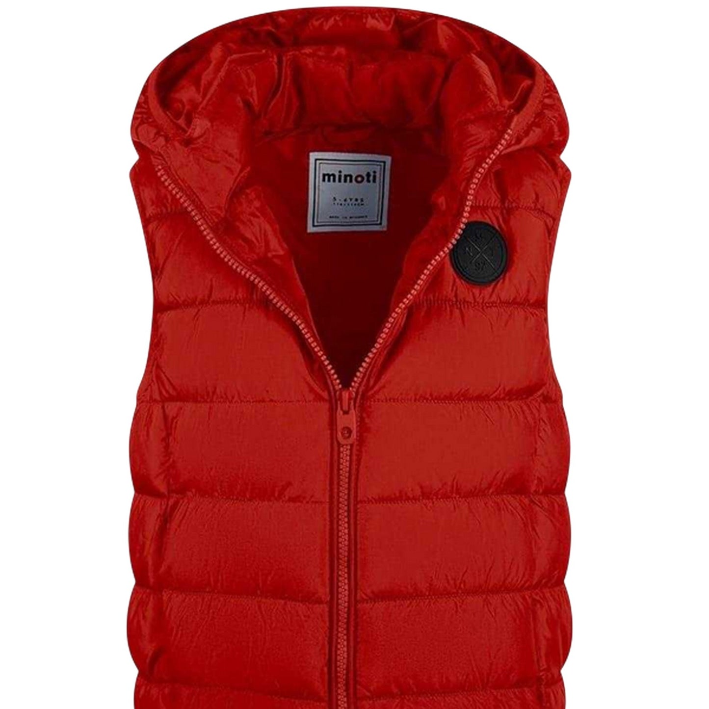 Red - Side - Minoti Childrens-Kids Quilted Hooded Gilet