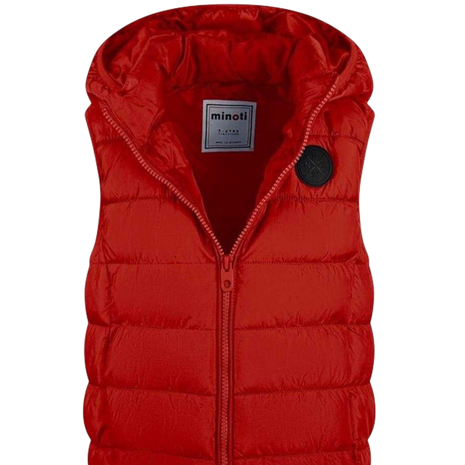 Red - Side - Minoti Childrens-Kids Quilted Hooded Gilet