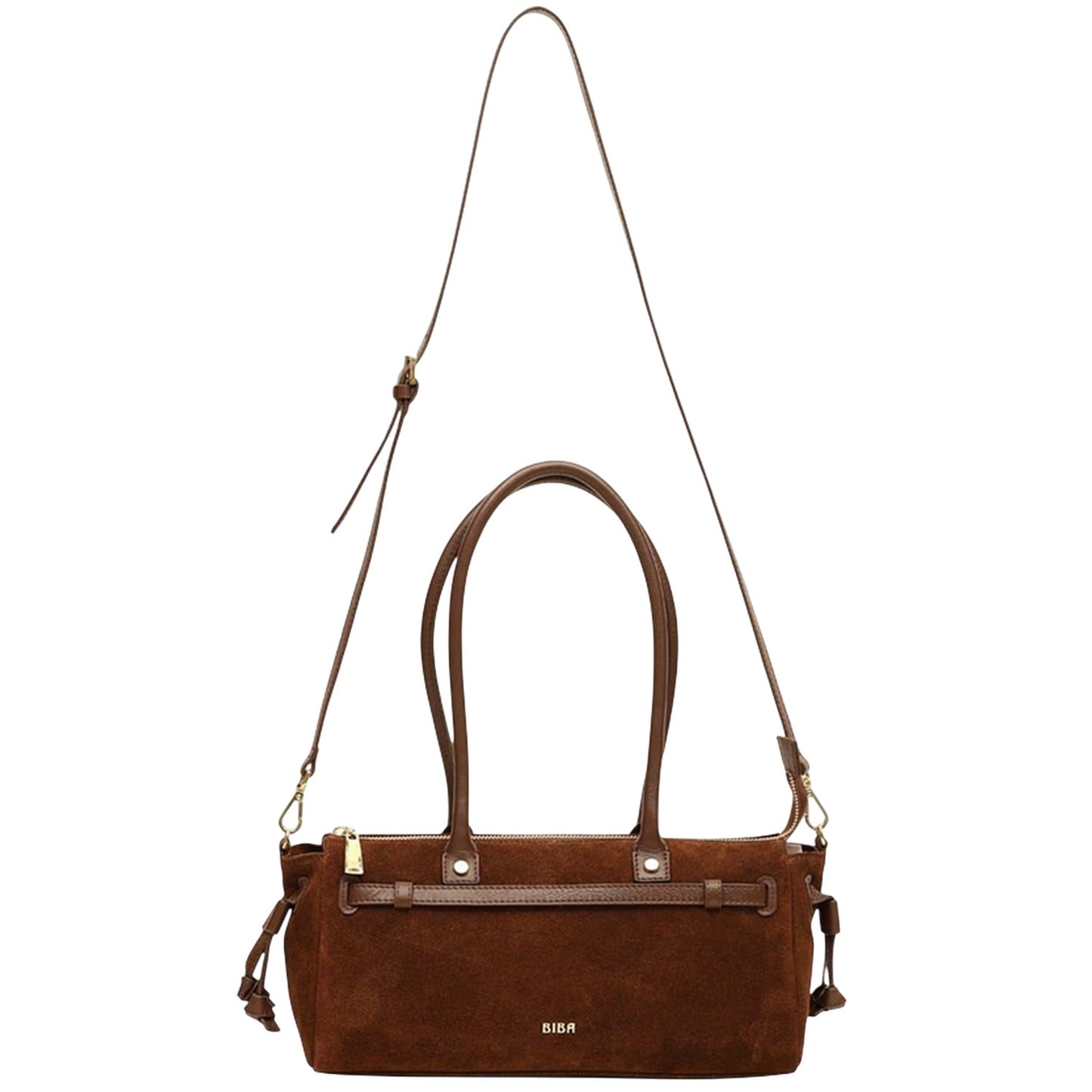 Chocolate - Front - Biba Baguette Leather Shoulder Bag