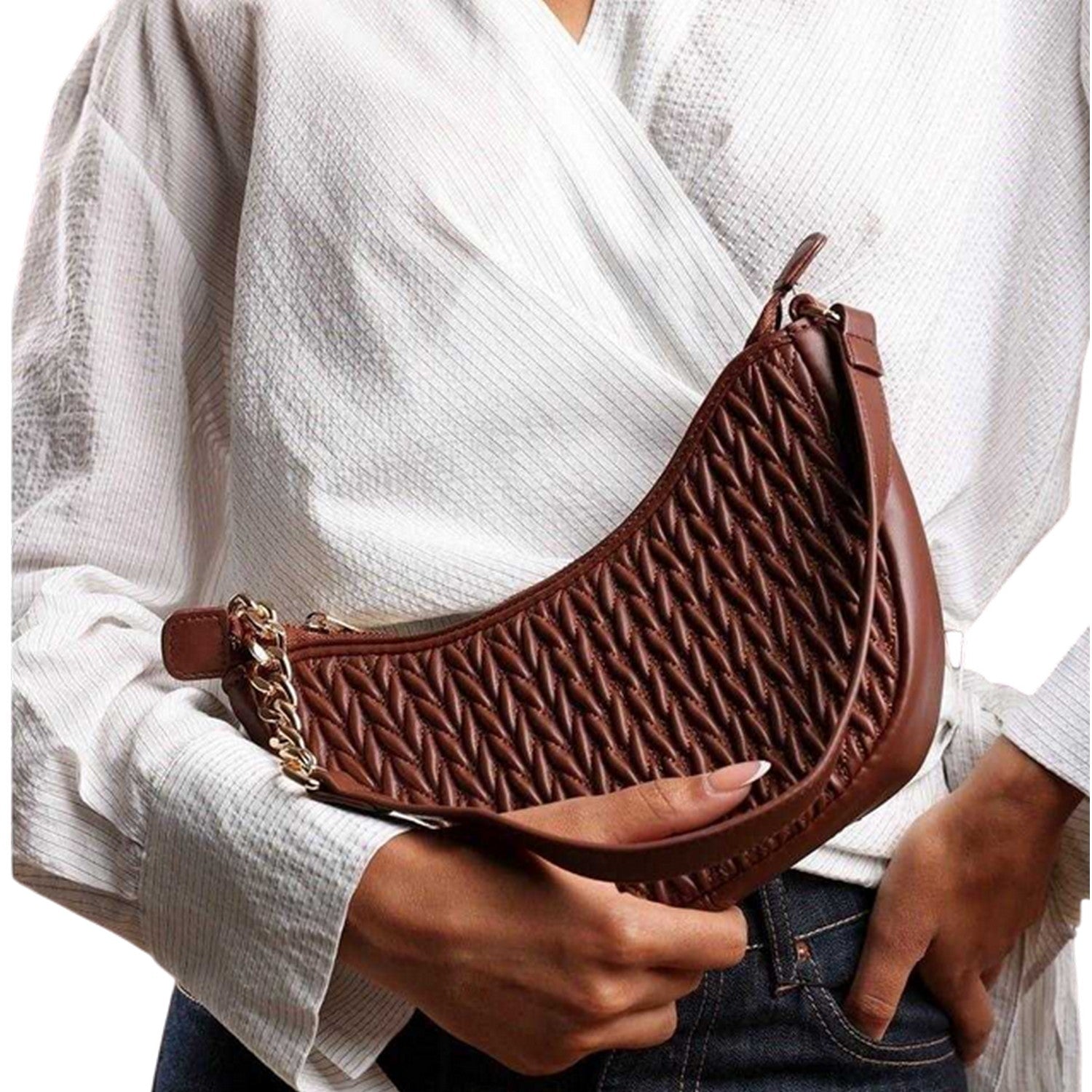 Brown - Side - Where´s That From Crescent Shaped Shoulder Bag