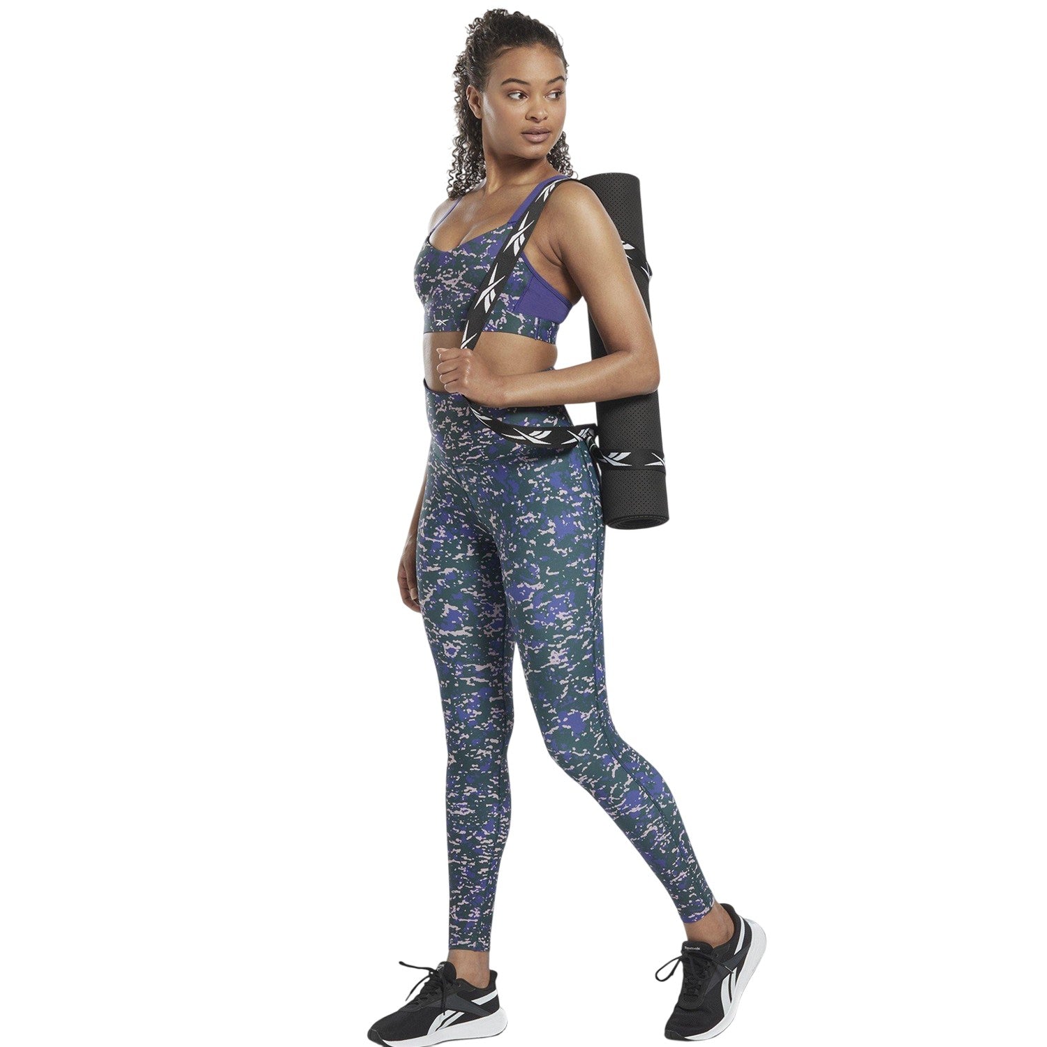 Forest Green - Lifestyle - Reebok Womens-Ladies Lux Camouflage Medium Impact Sports Bra
