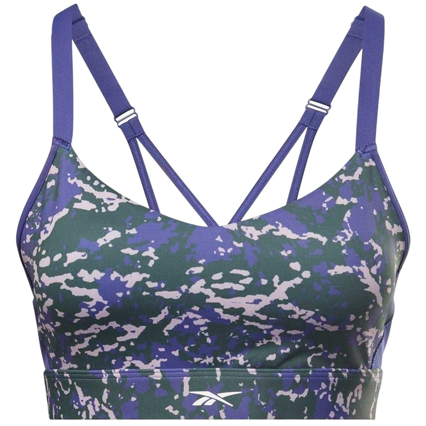 Forest Green - Front - Reebok Womens-Ladies Lux Camouflage Medium Impact Sports Bra