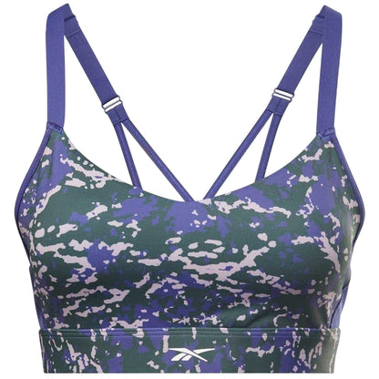 Forest Green - Front - Reebok Womens-Ladies Lux Camouflage Medium Impact Sports Bra