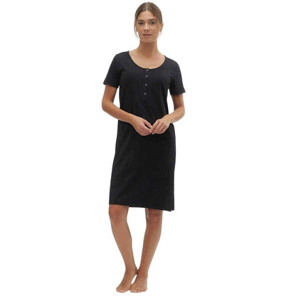 Black - Pack Shot - Mamalicious Womens-Ladies Jersey Maternity Nightdress