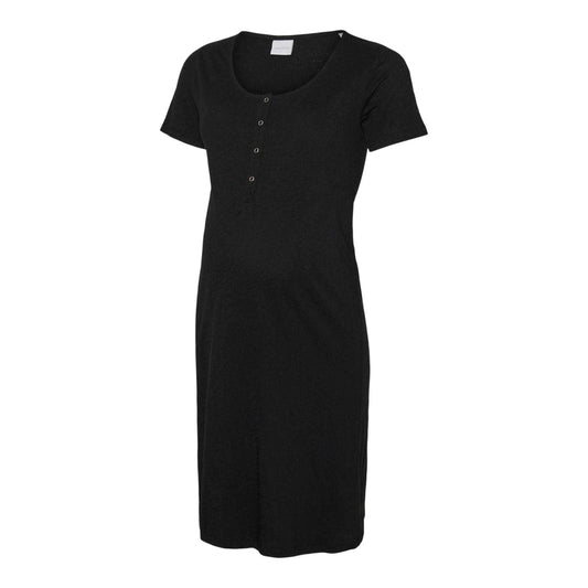 Black - Front - Mamalicious Womens-Ladies Jersey Maternity Nightdress