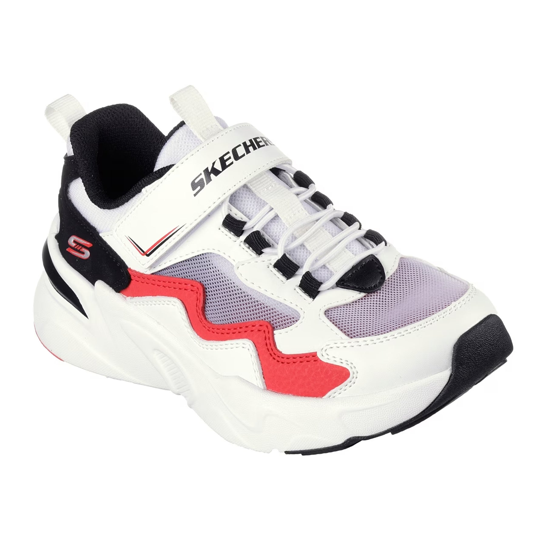 White-Red-Black - Pack Shot - Skechers Childrens-Kids Bobsbamina Trainers