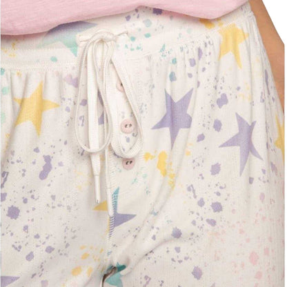 Off White - Side - PJ Salvage Womens-Ladies Star Print Lounge Pants