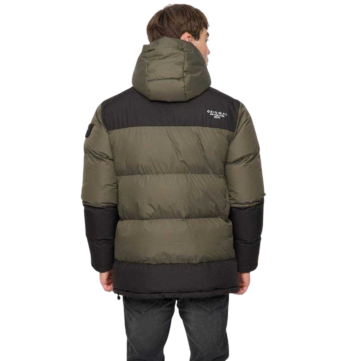 Green - Back - Crosshatch Mens Polyester Puffer Jacket