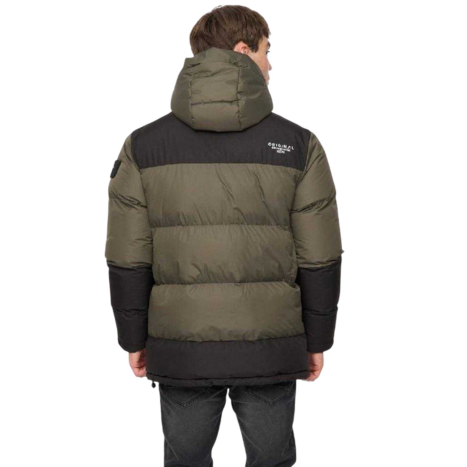 Green - Back - Crosshatch Mens Polyester Puffer Jacket