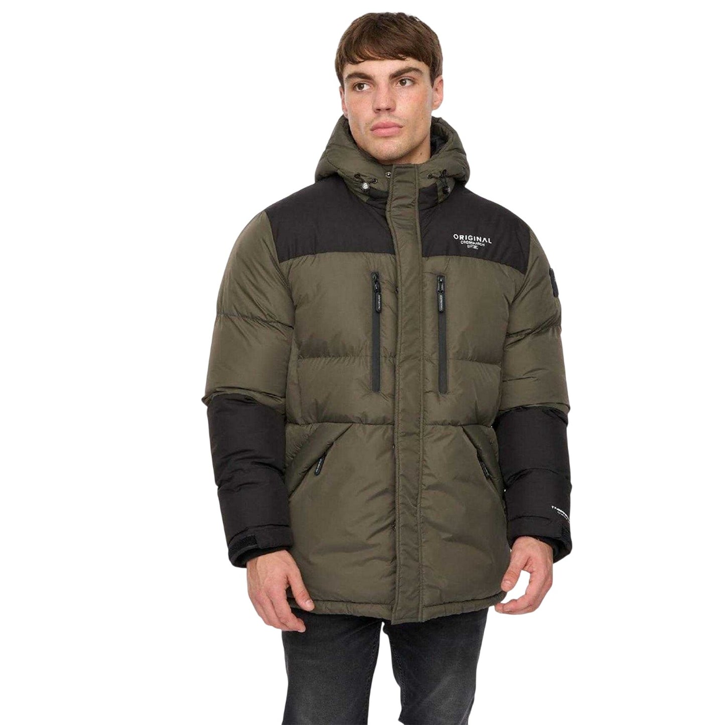Green - Front - Crosshatch Mens Polyester Puffer Jacket
