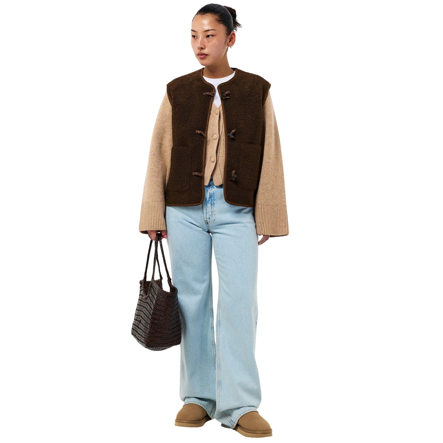 Chocolate - Pack Shot - Threadbare Womens-Ladies Itoje Borg Gilet