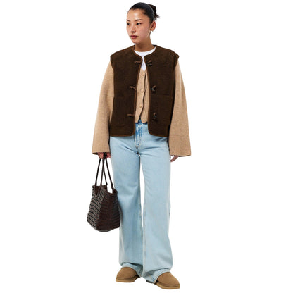 Chocolate - Pack Shot - Threadbare Womens-Ladies Itoje Borg Gilet
