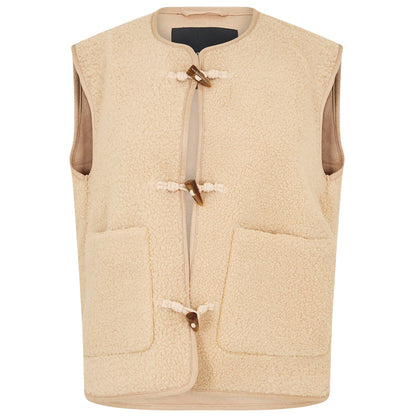 Ecru - Front - Threadbare Womens-Ladies Itoje Borg Gilet