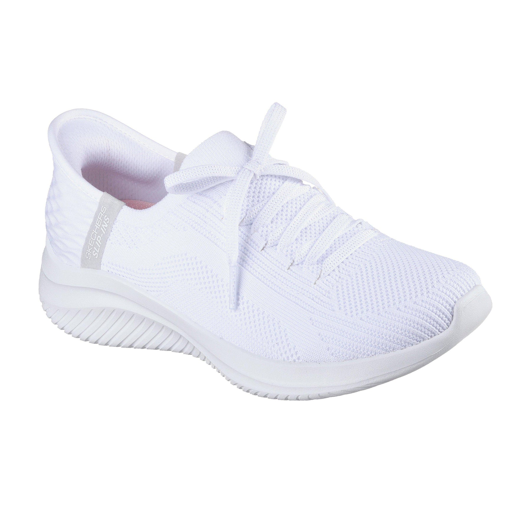 White-Light Grey - Pack Shot - Skechers Womens-Ladies Ultra Flex 3.0 Arch Fit Shoes