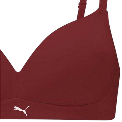 Burgundy - Side - Puma Womens-Ladies Lined Soft Bralette