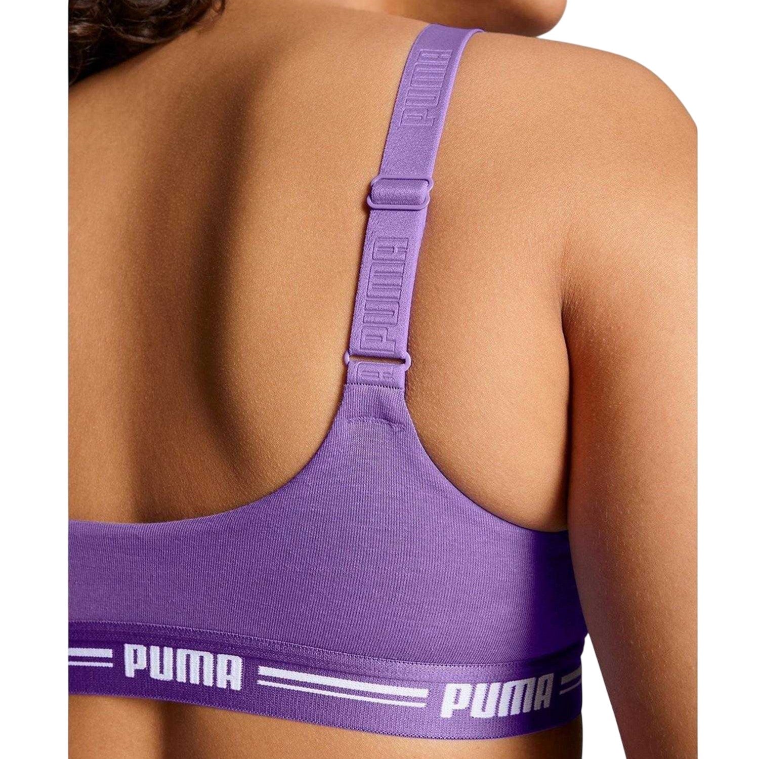 Purple - Side - Puma Womens-Ladies Logo Low Impact Sports Bra