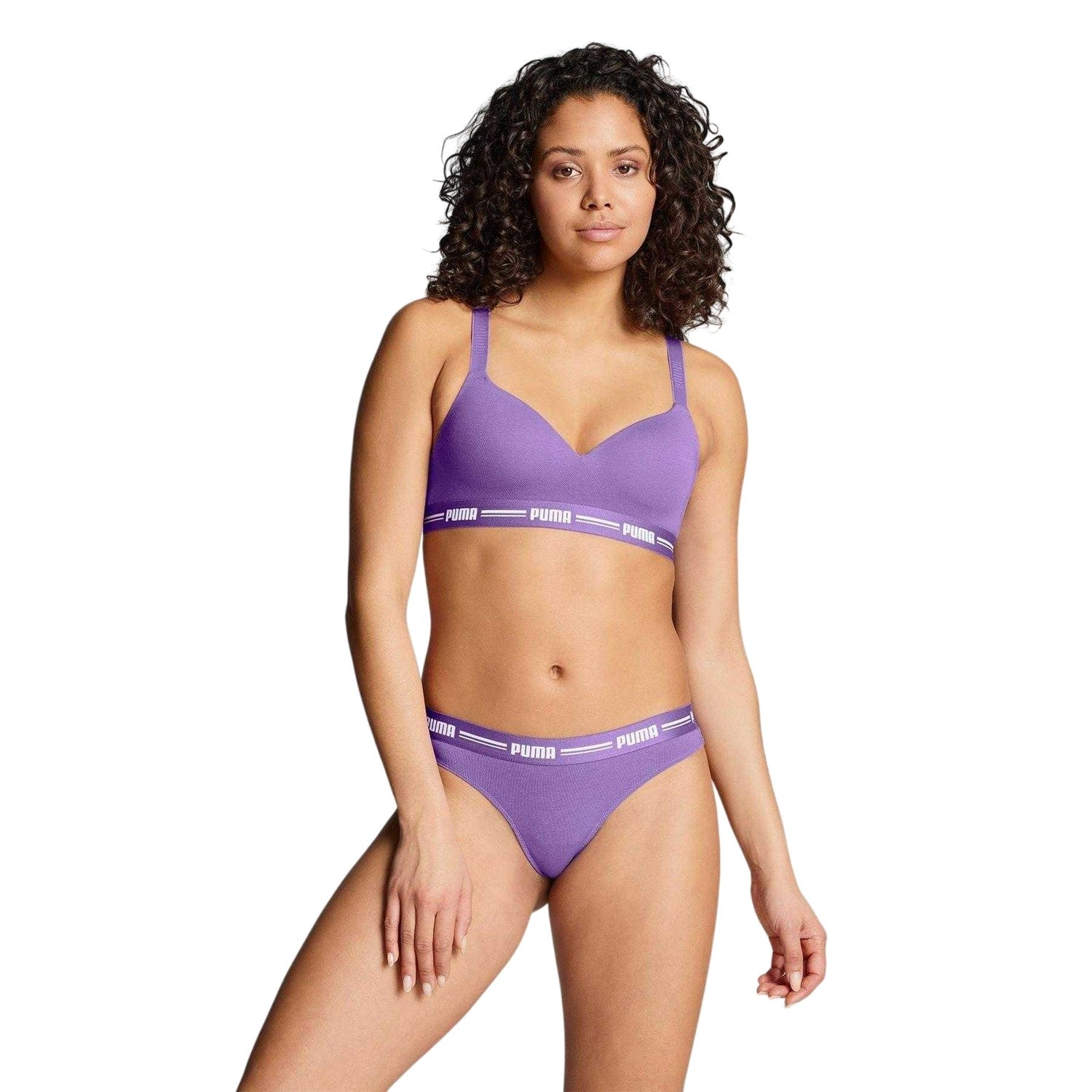 Purple - Lifestyle - Puma Womens-Ladies Logo Low Impact Sports Bra