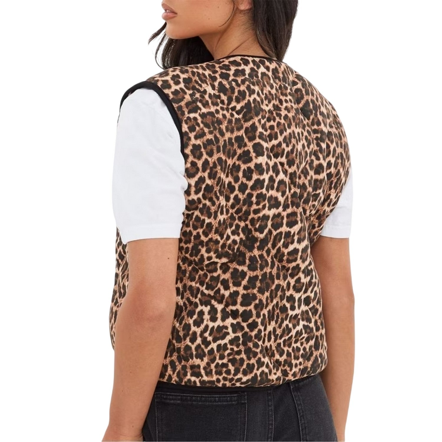 Brown - Lifestyle - I Saw It First Womens-Ladies Leopard Print Lace Up Gilet