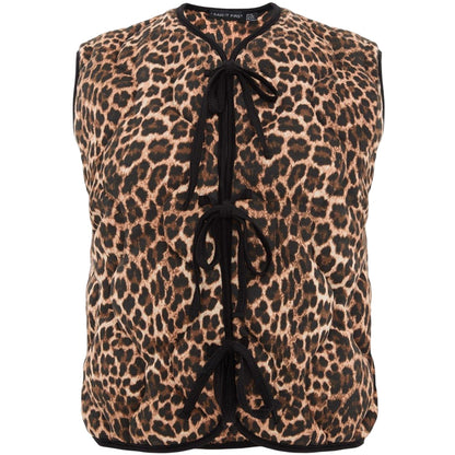 Brown - Front - I Saw It First Womens-Ladies Leopard Print Lace Up Gilet